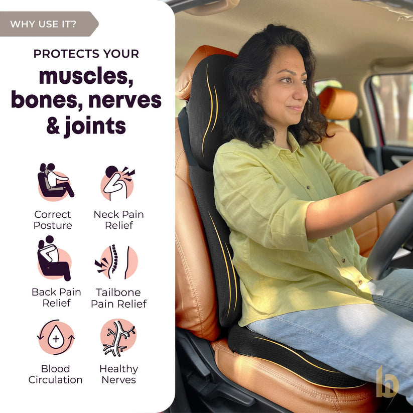 Car Seat Cushion 3 in 1 Combo – Backrest, Headrest and Seat