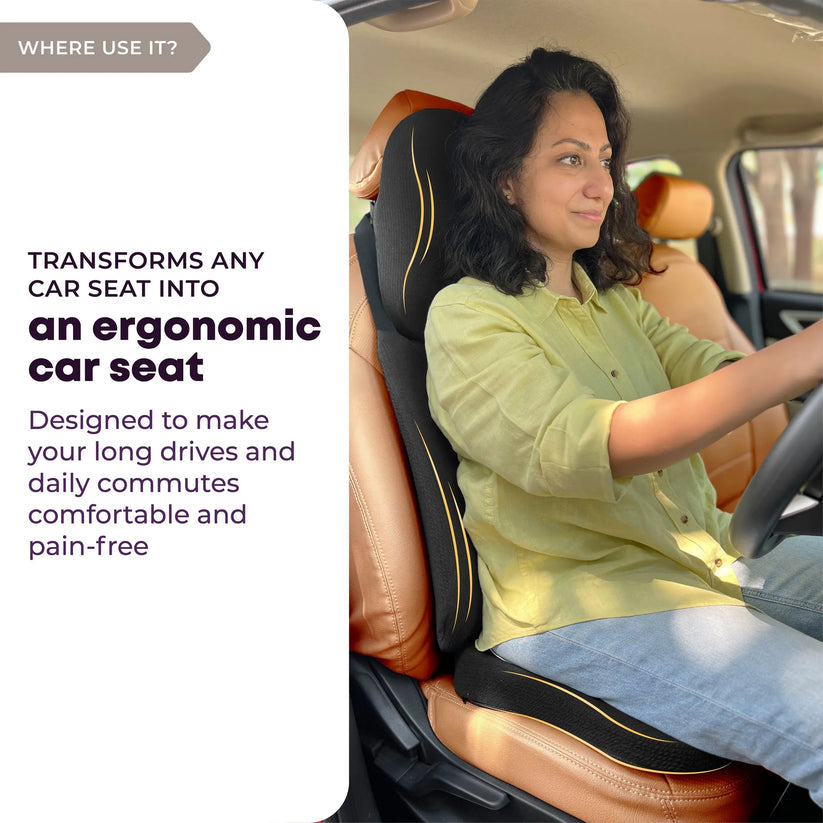 Car Seat Cushion 3 in 1 Combo – Backrest, Headrest and Seat